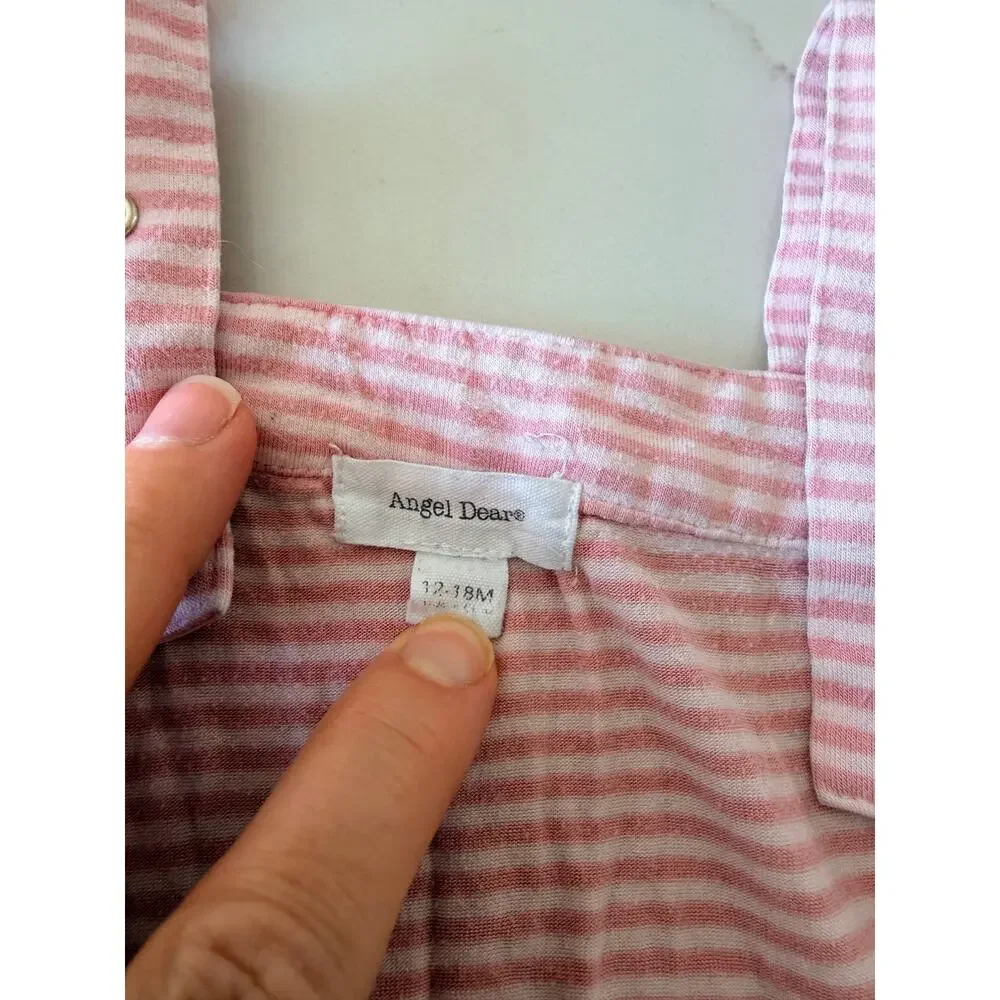 Angel Dear Baby Pink & White Striped Ruffle Romper